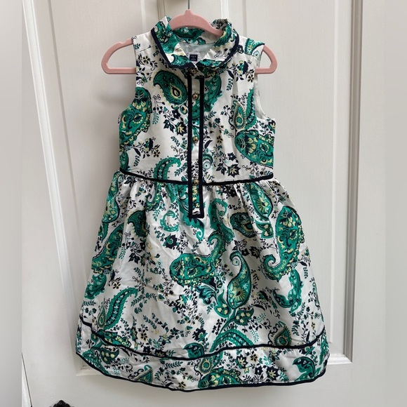 NWOT Janie and Jack 2T Girls Green Paisley Collared Sleeveless Dress - Picture 1 of 6